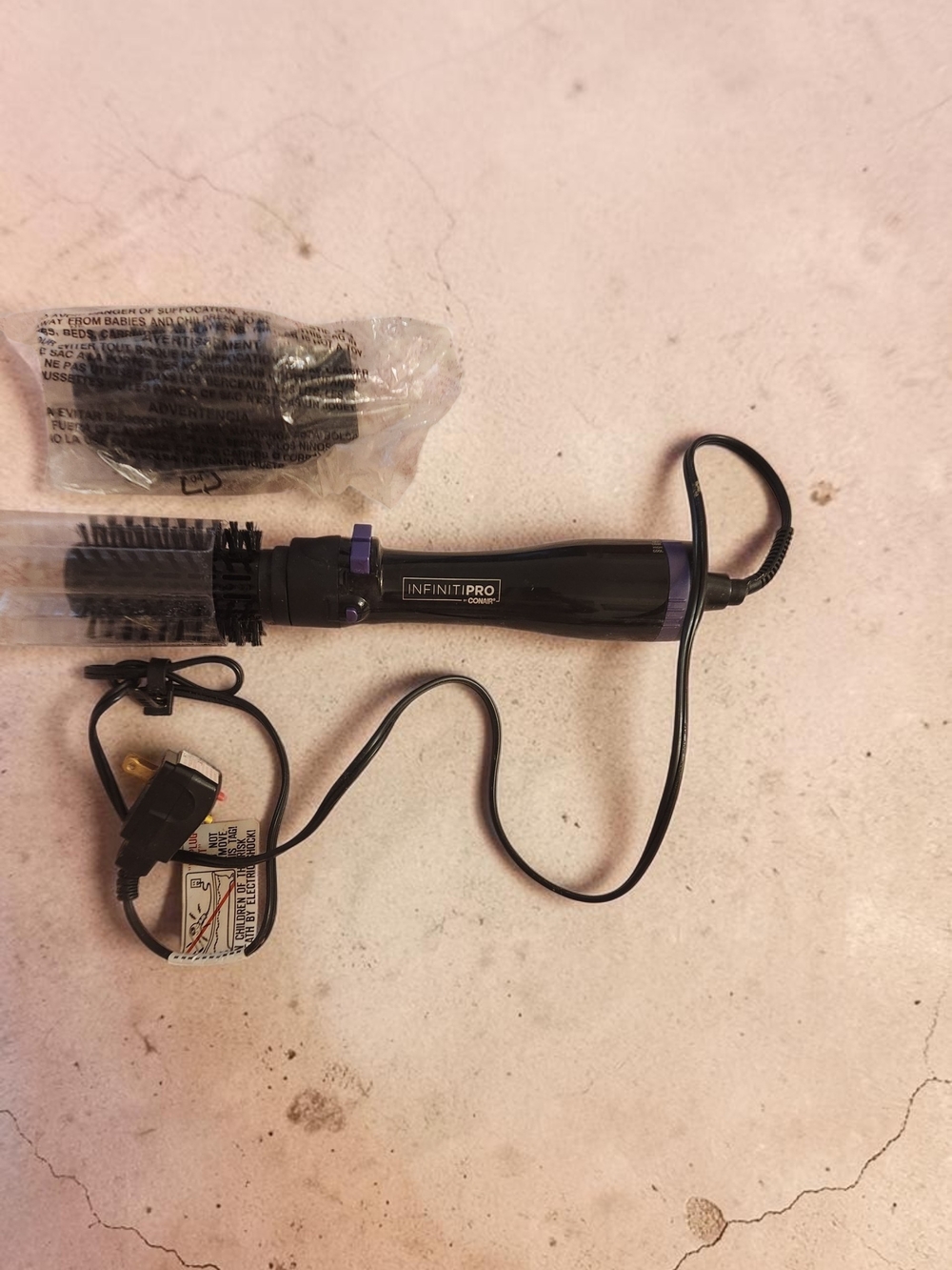 Conair InfinitiPro 2-in-1 Hot Air Styling Brush - Black/Purple - Picture 4 of 4